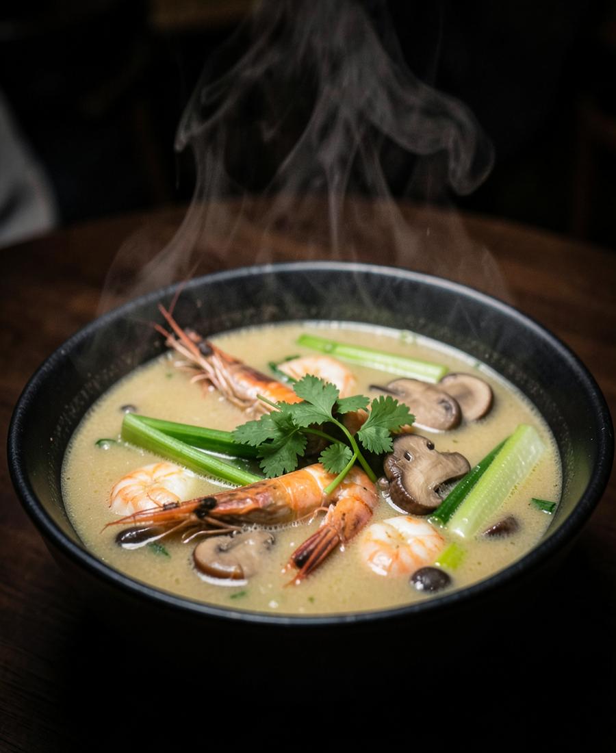Tom Yam-soppa med räkor och citrongräs